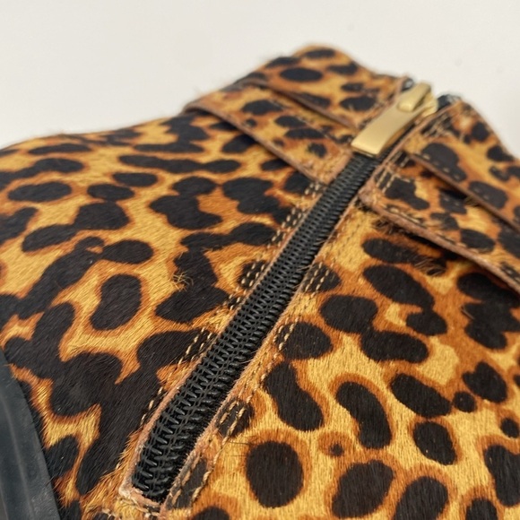 JJill Leopard Print Ankle Boot women 7 cow fur festival Casual office retro boho - Picture 8 of 16